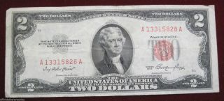 1953 $2 Two Dollar United States Note Paper Money Currency (531f) photo
