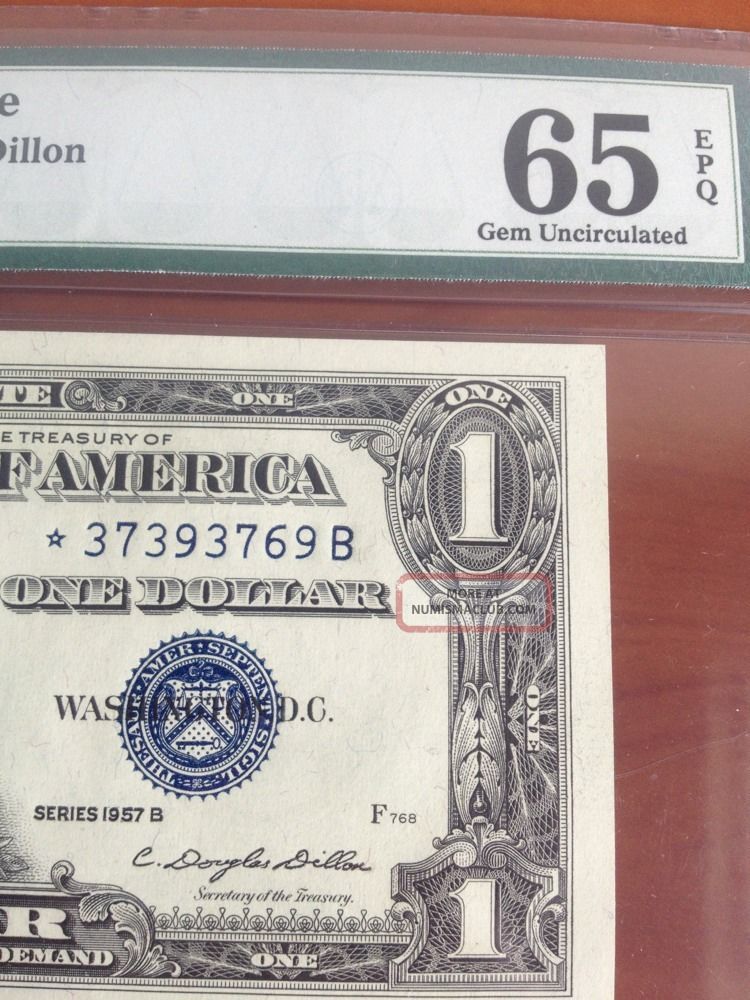 1957 1 Dollar Silver Certificate Star Note Pmg 65 3 Of 3 Unc Note