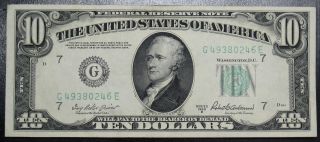 1950 B Ten Dollar Federal Reserve Note Chicago Grading Xf Au 0246e Pm5 photo