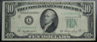 1950 A Ten Dollar Federal Reserve Note San Francisco Grading Vf 8048b Pm6 photo