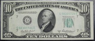 1950 B Ten Dollar Federal Reserve Note Chicago Grading Au Cu 5724e Pm5 photo