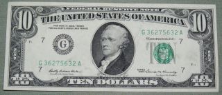 1969 $10 Federal Reserve Note Grading Xf Au Chicago 5632a photo