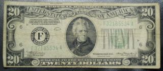 1934 Twenty Dollar Federal Reserve Mule Note Grading Vg Atlanta 5534a Pm9 photo
