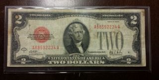 Rare Signature/key Date 1928 - B Red Seal $2 Note Rare Collector Note photo