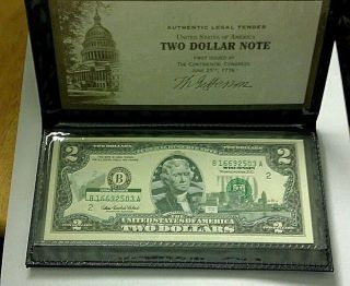 2003a U.  S.  2 Dollar Bill Over Print Commemorative Wisconsin State Unc photo