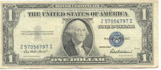 U.  S 1935 F One Dollar I7968 Silver Certificate photo
