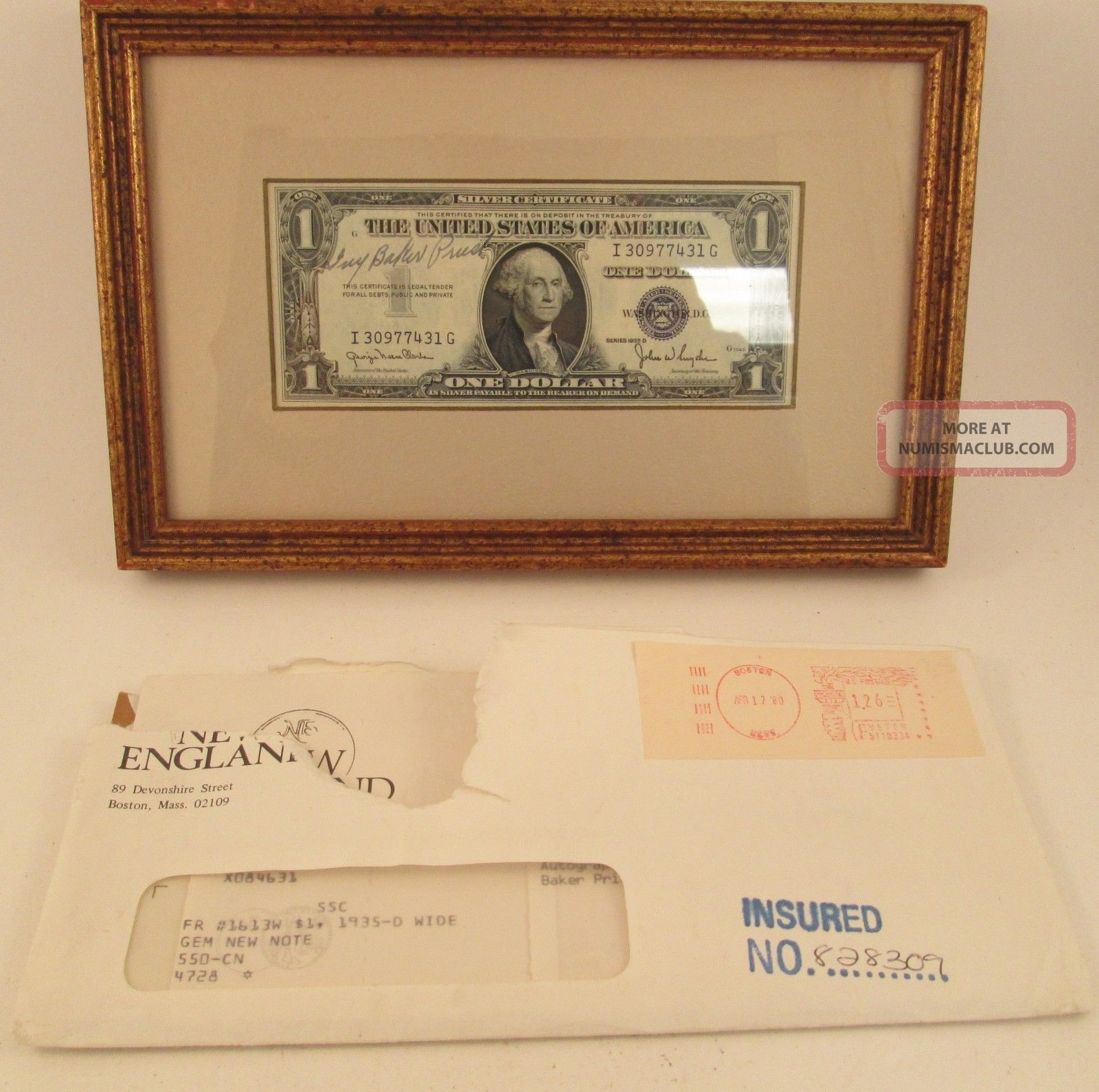 1935 D $1 Silver Certificate Courtesy Autograph By Us Treasurer Ivy