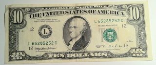 1995 $10 San Francisco Federal Reserve Note photo