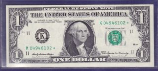 1969 $1 Federal Reserve Note Frn K - Star Cu Star Unc photo