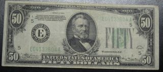 1934 Fifty Dollar Federal Reserve Note Richmond Grading Xf 3604a Pm7 photo