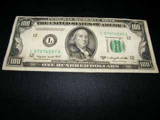Series 1950c $100 Federal Reserve Note - L07974597a - Circulated photo