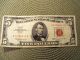 Rare Us Five Dollar Bill - 1963 - Red Ink Small Size Notes photo 1