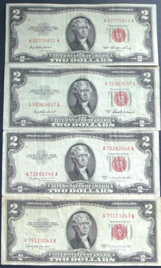 One Each 1953 $2,  1953a $2,  1953b $2 & 1953c $2 Four Total (a75113243a) photo