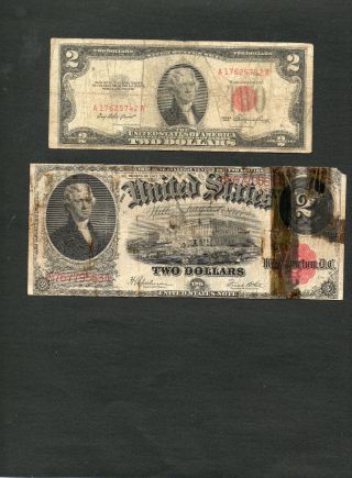 Two Dollar Doubler Us Two Dollar Bills 1917 & 1953 photo