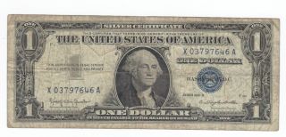 1957b Silver Certificate X03797646a One Dollar $1.  00 Bill,  Blue Seal photo