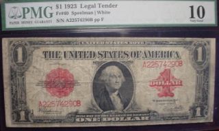 1923 $1 United States Note Fr - 40 Pmg Very Good 10 photo