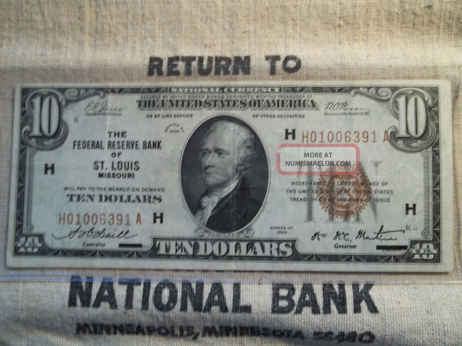 Fr 1860h 1929 $10 (st Louis Federal Reserve) National Currency Brown Seal