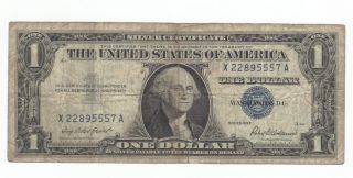 1957 Silver Certificate X22895557a One Dollar $1.  00 Bill,  Blue Seal photo