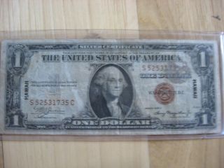 $1 Dollar Hawaii Brown Seal Silver Certificate Note Series 1935 A Circulated photo