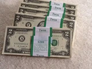 $2 Dollar Bill 2013 Sequence Serial Number (100 Bills Total) Pmg Quality Grade photo