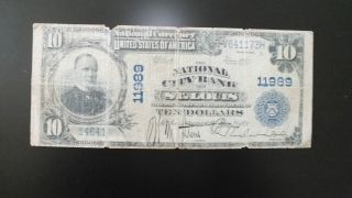 Rare 1902 Large Size $10 Blue Seal National Bank Of St.  Louis photo