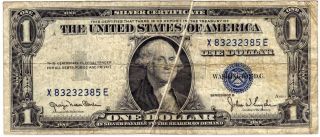 1935d One Dollar Silver Certificate - Diagonal Gutter Fold,  Narrow Blue Seal photo