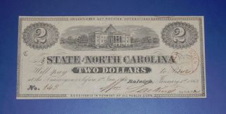 1863 $2 North Carolina Civil War Note photo
