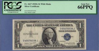 1935g $1 Silver Certificate With Motto - Pcgs 66ppq Gem photo