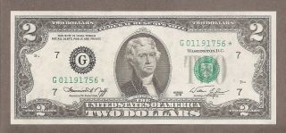 1976 G Chicago - $2.  00 Ccu Green Seal Rare Star Note photo
