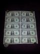 One Sheet Of 10 One Dallar Bills 2003 Uncut Currency Small Size Notes photo 1