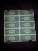One Sheet Of 10 One Dallar Bills 2003 Uncut Currency Small Size Notes photo 2