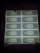 One Sheet Of 10 One Dallar Bills 2003 Uncut Currency Small Size Notes photo 3