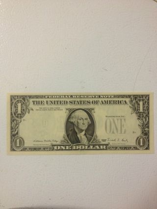 1988 Series Federal Reserve $1 Missing 3rd Print photo