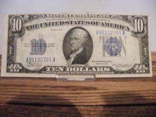 1934 $10 Silver Certificate Bill - A86132701a photo