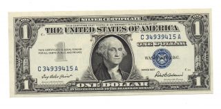 United States One Dollar Silver Certificate Blue Seal 1957 Crisp Uncirculated photo