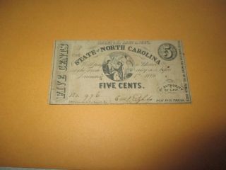 State Of North Carolina,  Raleigh Jan 1st 1863 Five Cent photo