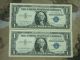 Two ' Uc ' Consectitve 1957 ' A ' $1.  00 Siler Cert ' S Sharp Crisp Small Size Notes photo 3