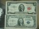 Four U.  S.  Bills 3 - $1 Silver Cert ' S 1 - $2 U.  S.  Note 1935,  1953,  1957 ' Au ' Small Size Notes photo 2