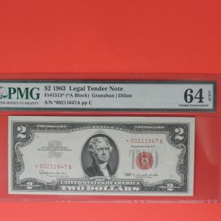 $2 1963 Legal Tender Star Note Fr 1513 Pmg 64 Epq photo
