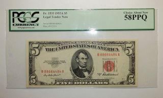 1953a $5 United States Note Fancy Serial Number : B 88664484a photo