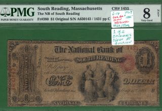 {south Reading} $1 The First Nb Of South Reading,  Ma Ch 1455 One Bank Town photo