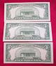 (3) $5 Five Dollar Silver Certificates Series 1934d,  1934c,  1953a Small Size Notes photo 1