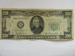 1950a Twenty Dollar ($20.  00) Federal Reserve B Series Note photo