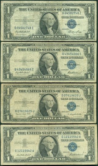 1935e/1935f/1935g And 1957 $1 Silver Certificates In Vg - Fine photo