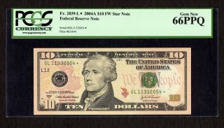 Fr.  2039 - L 2004a $10 Fw Star Note Federal Reserve Note Gem 66ppq photo