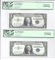 Silver Certificates 1957a Fr1620 4 Consec N - A - Gem - 67 Ppq 7936 - 7939 Small Size Notes photo 2