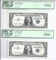 Silver Certificates 1957a Fr1620 4 Consec N - A - Gem - 67 Ppq 7936 - 7939 Small Size Notes photo 3