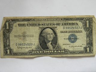 1935h One ($1.  00) Dollar Silver Certificate Blue Seal D Series 