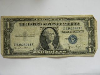 1935d One ($1.  00) Dollar Silver Certificate Blue Seal X Series Note photo