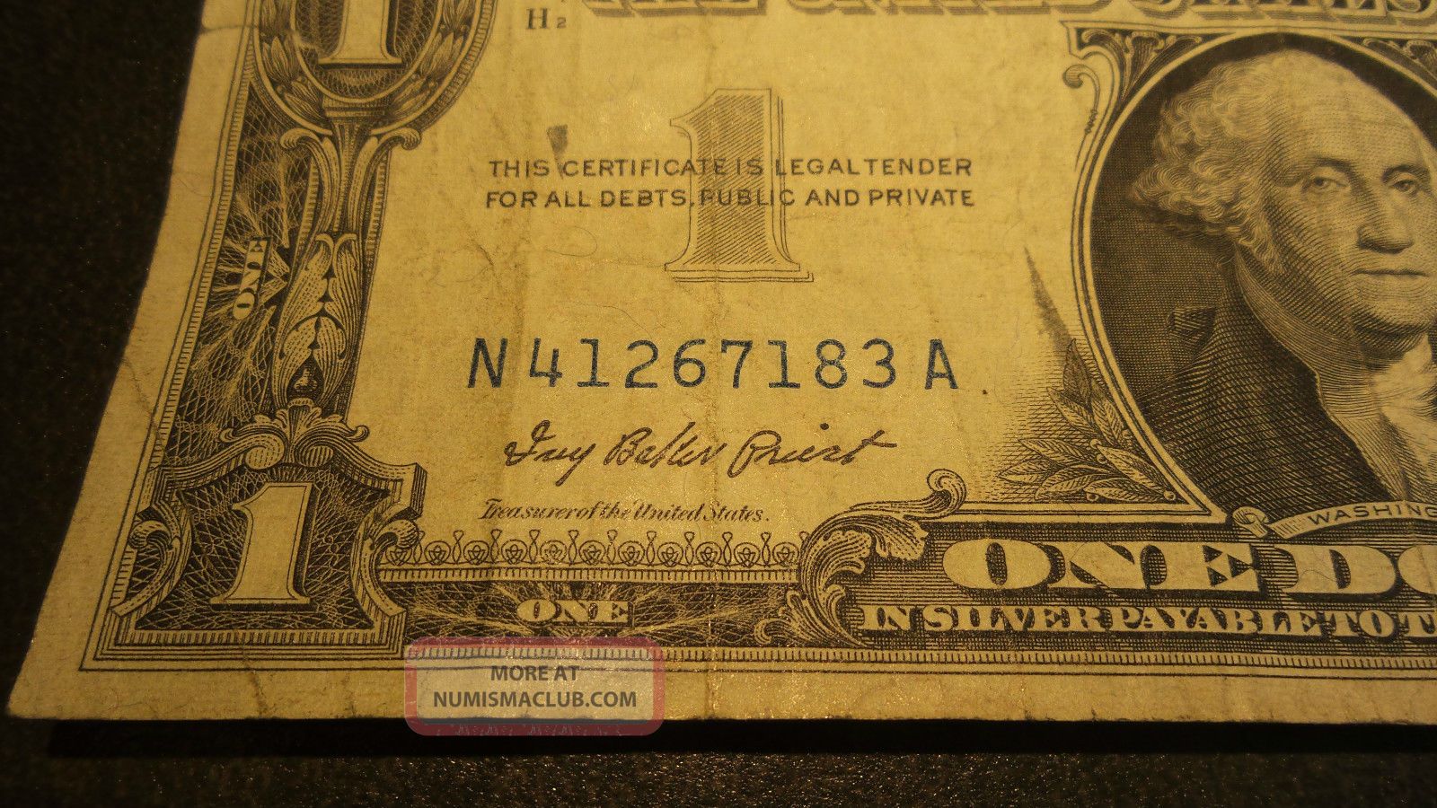 1957 Silver Certificate Blue Seal Usa $1 One Dollar Currency Rare